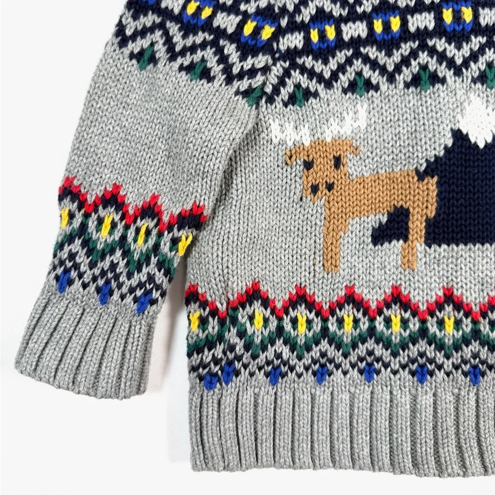 BABY GAP Cardigan Sweater 6-12M Fair Isle Animal Print Grandpacore Shawl Collar‎